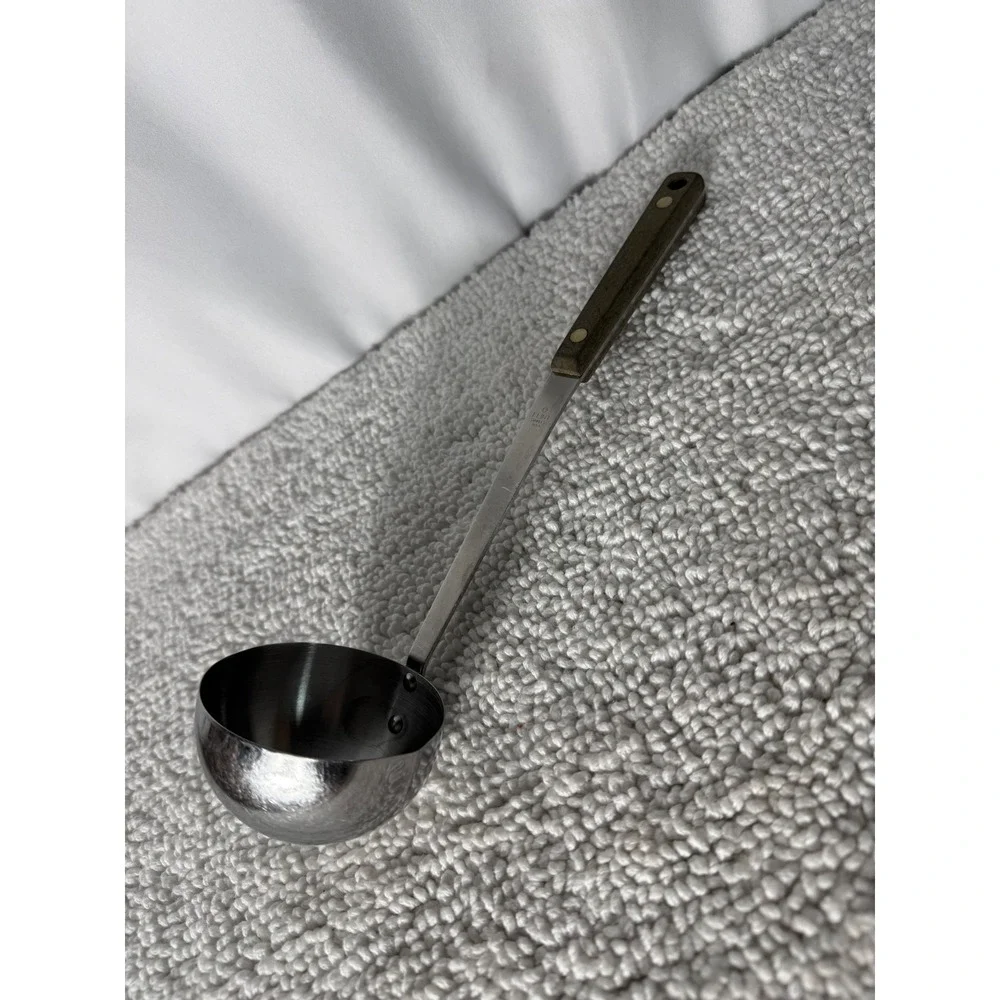 Ekco‎ Flint Stainless Steel Soup Ladle Vintage USA Wood Look Handle 12.5 Inch